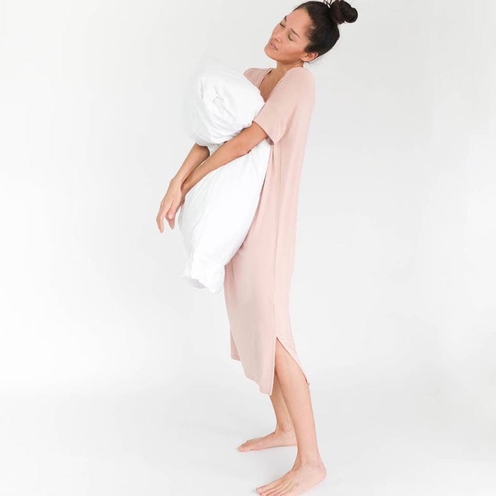 RECLINER Night Tee Sleep Dress V2 Fallen Rose L Short Sleeve Midi
